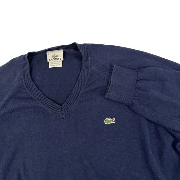 Mens Lacoste Lightweight Cotton V-Neck Sweater Size 5 (Large) Navy - Picture 1 of 7